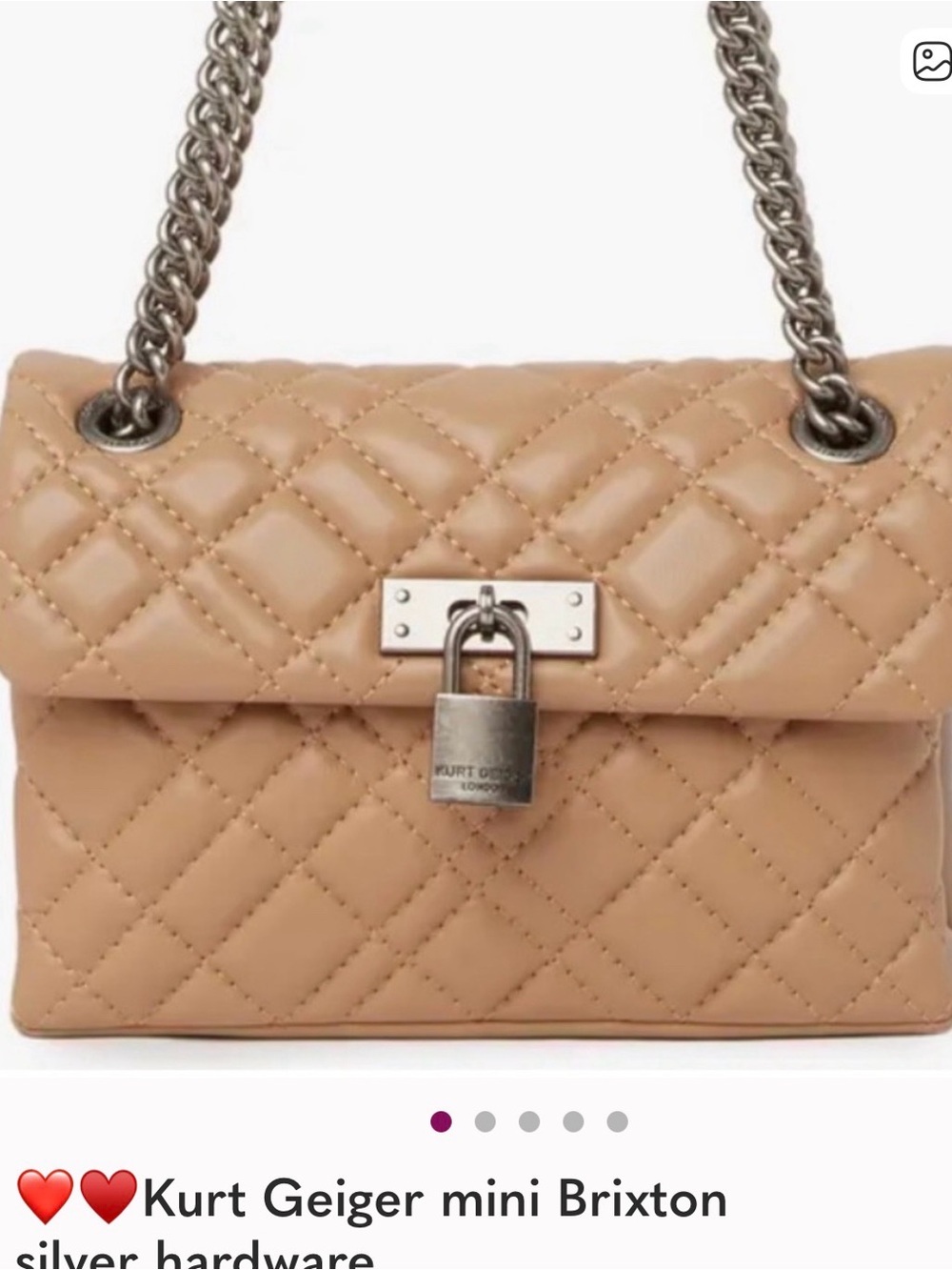 Kurt Geiger Quilted Mini Brixton Bag in Beige